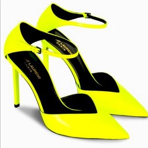 NWT. Anja 105 neon yellow strappy pumps. Size 39.